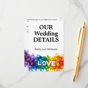 Cartão De Informações Site de Casamento 🌈 LGBTQ Pintado com Amor
