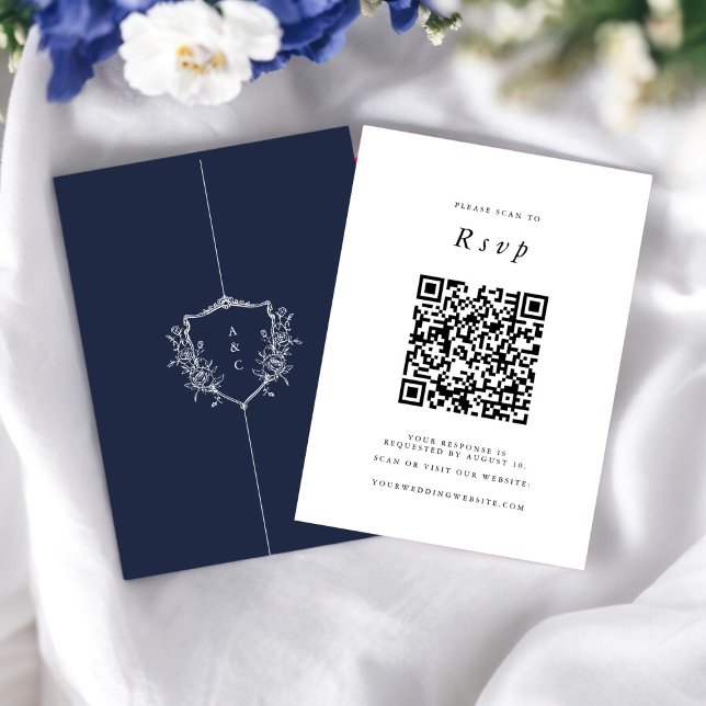 Cartão De Informações Site de Casamento | marinho de Fotografia de Códig (rsvp qr code wedding website , tie the knot in style , )
