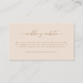 Cartão De Informações Site de Casamento Moderno Beige em Script