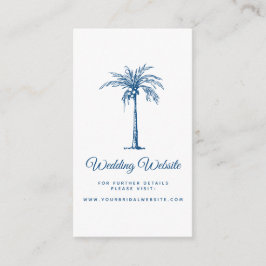 Cartão De Informações Site de Casamento Moderno Clássico Blue Palm Beach