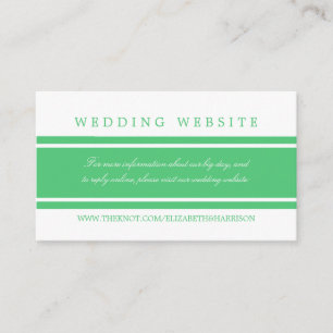 Cartão De Informações Site de Casamento Moderno Emerald Green