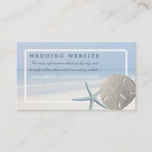 Cartão De Informações Site de Casamento na Praia Sand Dollar e Starfish