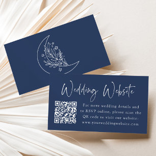 Cartão De Informações Site de Casamento Navy Lua e Estrelas Elegantes