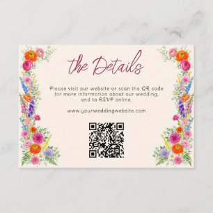 Cartão De Informações Site de Casamento no Jardim com Flora Silvestre Co