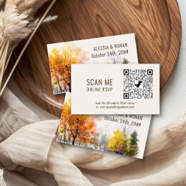 Cartão De Informações Site de Casamento outono Woodsy de código QR RSVP