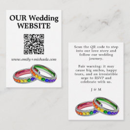 Cartão De Informações 🌈 Site de Casamento QR Divertido Entrelaçado no O