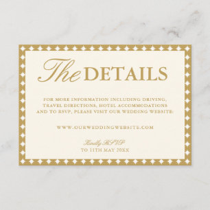 Cartão De Informações Site de Casamento Retro Ballroom Vintage Ivory