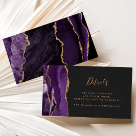 Cartão De Informações Site de Casamento Roxo Ágata Dourada Orçamento