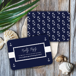 Cartão De Informações Site de Casamento RSVP com Padrão Náutico Branco A