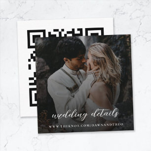 Cartão De Informações Site de Casamento RSVP de Fotos Elegante de Códi