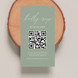 Cartão De Informações Site de Casamento RSVP Minimalista do Código QR Ve