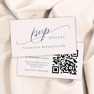 Cartão De Informações Site de casamento RSVP on-line Código QR Dusty blu