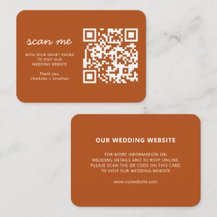Cartão De Informações Site de Casamento RSVP Online Código QR Terracotta