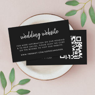 Cartão De Informações Site de Casamento   RSVP QR Code Modern Black
