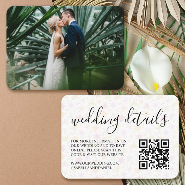 Cartão De Informações Site de Casamento | RSVP QR Code Tropical Lily Pho (Wedding Website | RSVP QR Code Tropical Lily Photo Enclosure Card)