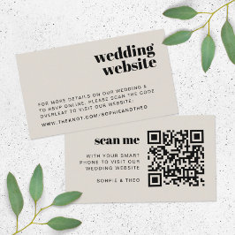 Cartão De Informações Site de Casamento | RSVP Verificável Código QR Ret