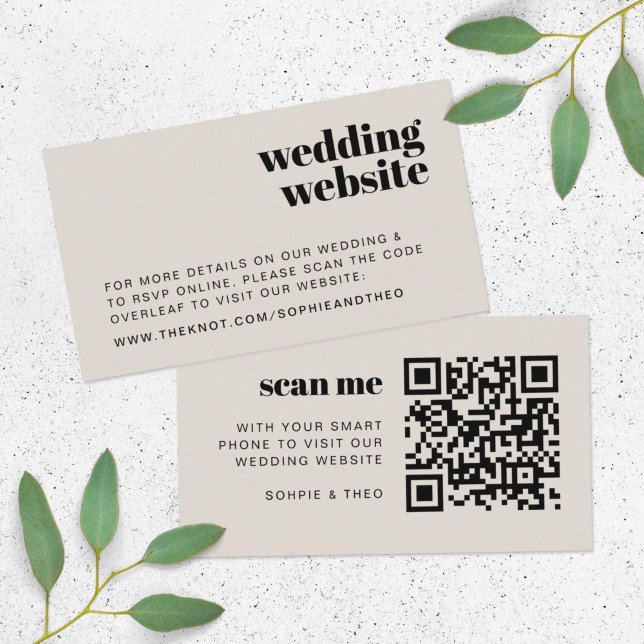 Cartão De Informações Site de Casamento | RSVP Verificável Código QR Ret (Criador carregado)
