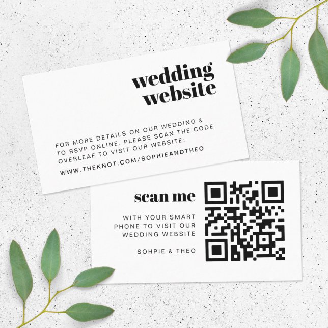 Cartão De Informações Site de Casamento | RSVP Verificável Código QR Ret (Criador carregado)