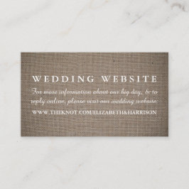 Cartão De Informações Site de Casamento Rustic Burlap