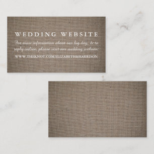 Cartão De Informações Site de Casamento Rustic Burlap