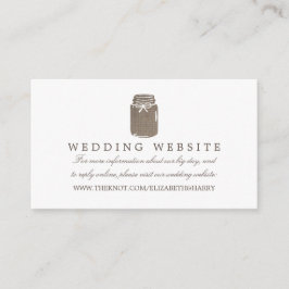 Cartão De Informações Site de Casamento Rustic Burlap Mason Jar