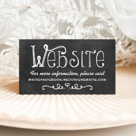 Cartão De Informações Site de Casamento Rustic Script Chalkboard Black