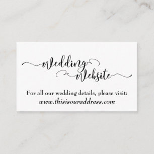 Cartão De Informações Site de Casamento Script Preto em Branco Editáve