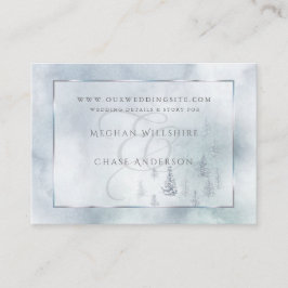 Cartão De Informações Site de Casamento | Silver Blue Winter Wonderland