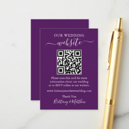 Cartão De Informações Site de Casamento Simples Minimalista QR Roxo