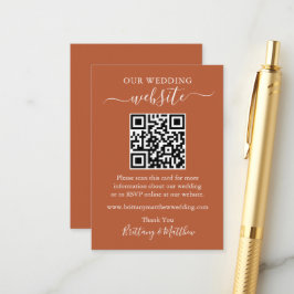Cartão De Informações Site de Casamento Simples Minimalista QR Terracota