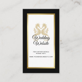 Cartão De Informações Site de Casamento Tropical Cavalos-Marinhos Dourad