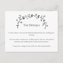 Cartão De Informações Site de Casamento Vine Scroll, RSVP, Detalhes