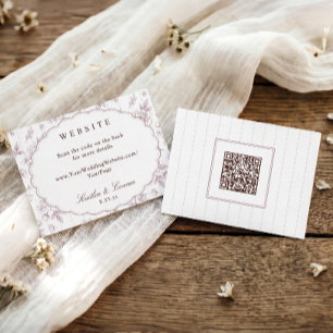 Cartão De Informações Site de Casamento Vintage Dusty Pink Floral Francê