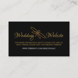 Cartão De Informações Site de Casamento Vintage Gold Foil Dragonfly