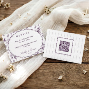 Cartão De Informações Site de Casamento Vintage Roxo Escuro Floral Franc