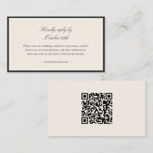Cartão De Informações Site de código QR de RSVP de casamento preto e mar