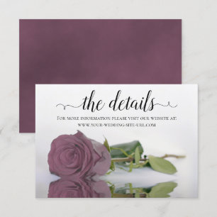Cartão De Informações Site de Detalhes do Casamento de Rosa Rosa Rosa El