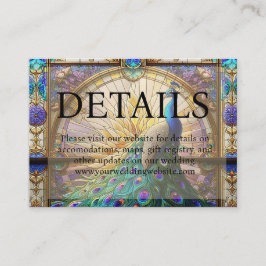 Cartão De Informações Site de Detalhes do Vidro Arranjado de Peacock