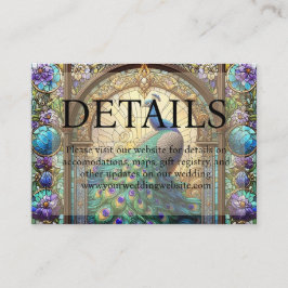 Cartão De Informações Site de Detalhes do Vidro Arranjado de Peacock