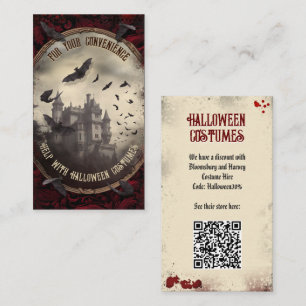 Cartão De Informações Site de Fantasias de Halloween com Código QR Caste