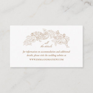 Cartão De Informações Site de Noivado Elegante Dourado Marrom