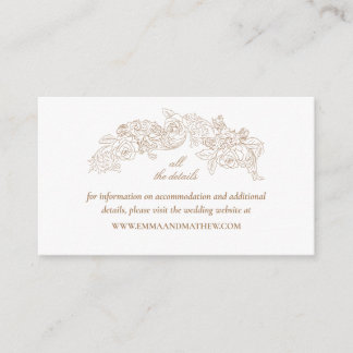Cartão De Informações Site de Noivado Elegante Dourado Marrom