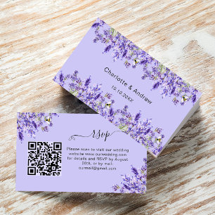 Cartão De Informações site de resposta de casamento de lavanda código QR