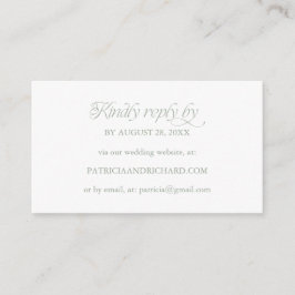 Cartão De Informações Site de RSVP Online Minimalista Sage para Casament