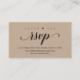 Cartão De Informações Site de RSVP Online, Rustic Brown Kraft