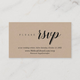 Cartão De Informações Site de RSVP Online, Rustic Brown Kraft