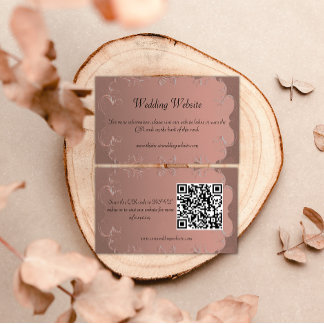 Cartão De Informações Site do Casamento vintage Dourado