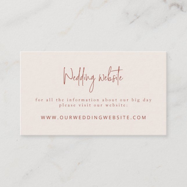 Cartão De Informações Site do Script Font Terracotta & Cream Wedding (Frente)