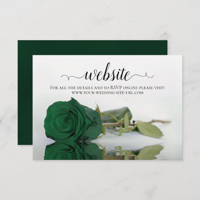 Cartão De Informações Site Emerald Green - Rosa Elegant Wedding (Frente/Verso)