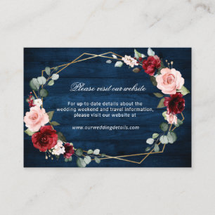 Cartão De Informações Site Geométrico Floral do Blush Marinho